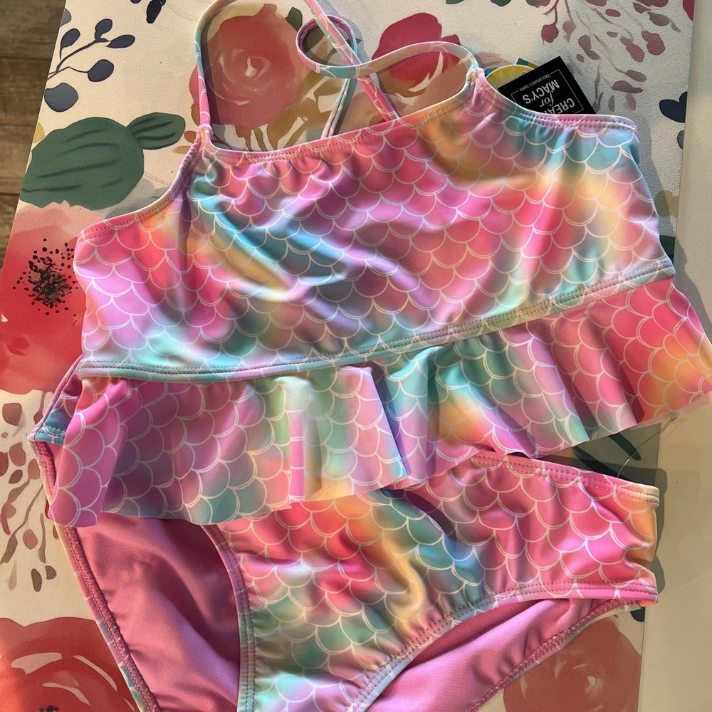 Girls  Breaking Wave Swimsuit Mermaid 2 Piece Size 14 From Macy's
